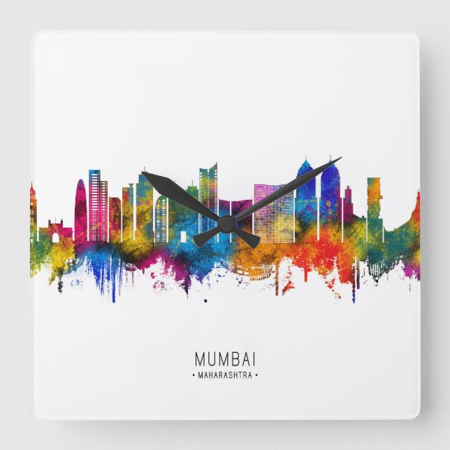 Reloj Cuadrado Horizonte de Mumbai Maharashtra (Anverso)
