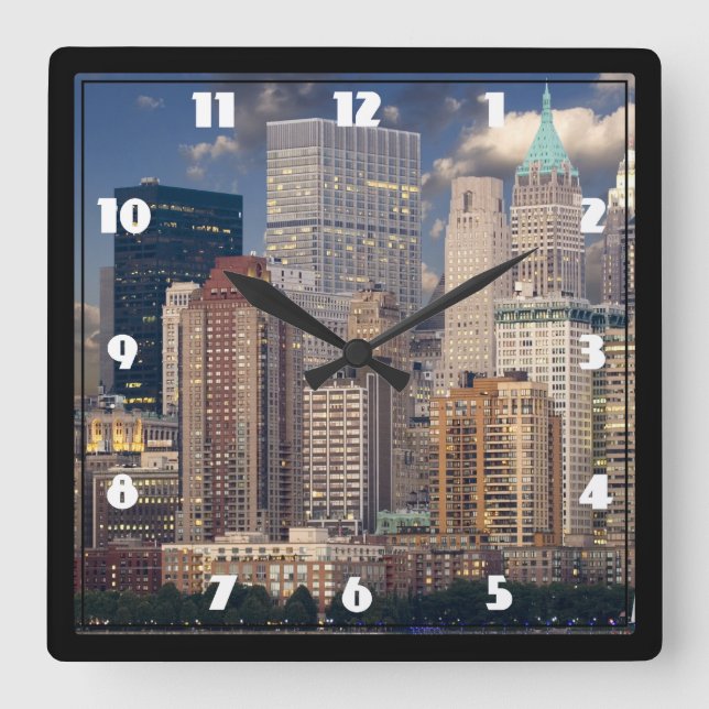 Reloj Cuadrado Horizonte de New York City (Anverso)