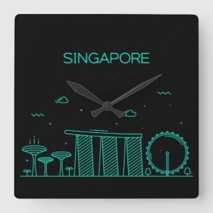 Reloj Cuadrado horizonte de Singapur