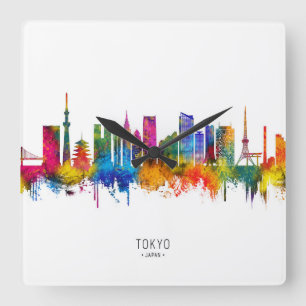 Reloj Cuadrado Horizonte de Tokio Japón