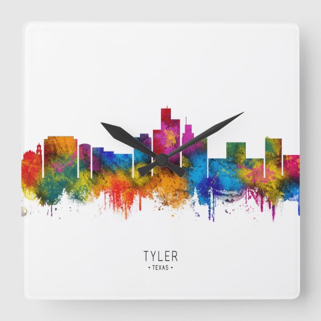 Reloj Cuadrado Horizonte de Tyler Texas (Anverso)