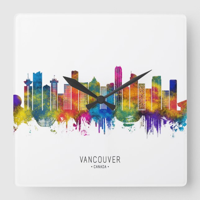 Reloj Cuadrado Horizonte de Vancouver, Canadá (Anverso)