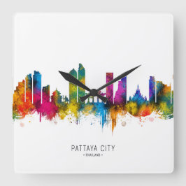 Reloj Cuadrado Horizonte urbano de la ciudad de Pattaya