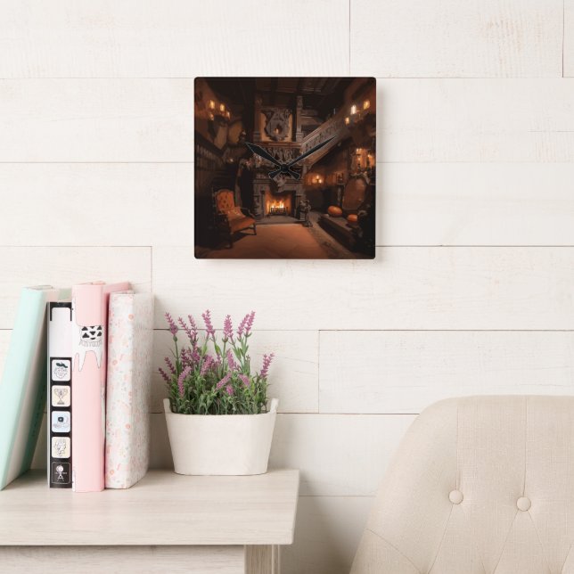 Reloj Cuadrado Horizontes embrujados (Sala de lectura)