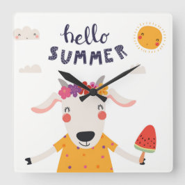 Reloj Cuadrado Horloge en Acrylique carrée Hello summer -
