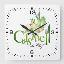 Reloj Cuadrado Horloge en Acrylique. cuisine du chef