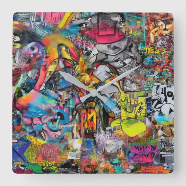 Reloj Cuadrado Horloge graffiti (Anverso)