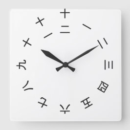 Reloj Cuadrado Horloge Kanji Clock 1-12 (rotated)