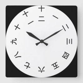 Reloj Cuadrado Horloge Kanji Clock 1-12 (rotated)