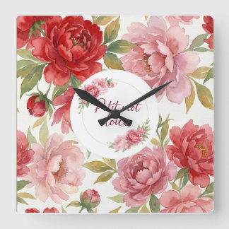Reloj Cuadrado Horloge murale florale Petit mot doux