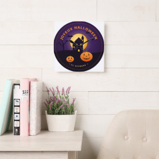 Reloj Cuadrado Horloge Murale Halloween Maison Hantée Citrouilles