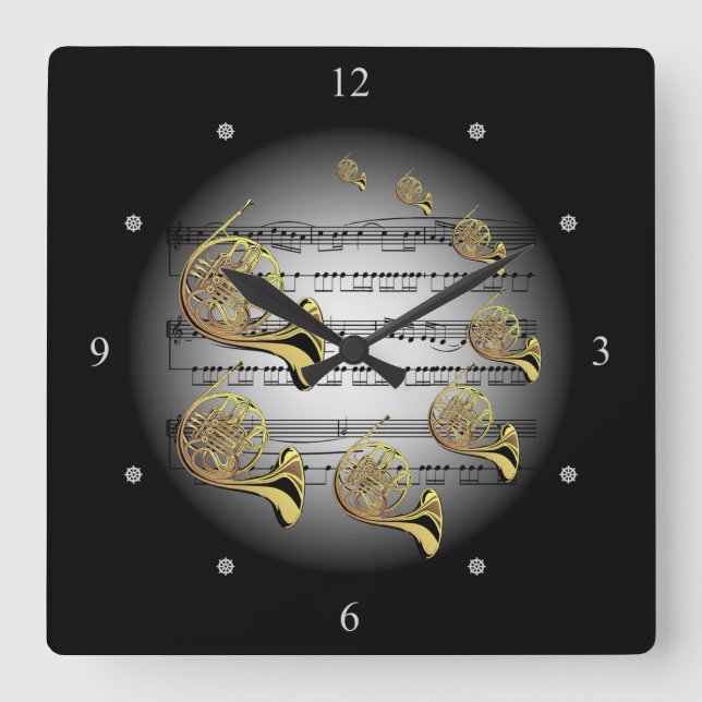 Reloj Cuadrado Horn francés ~ Música ~ La musique ~ Música ~ Musi (Anverso)