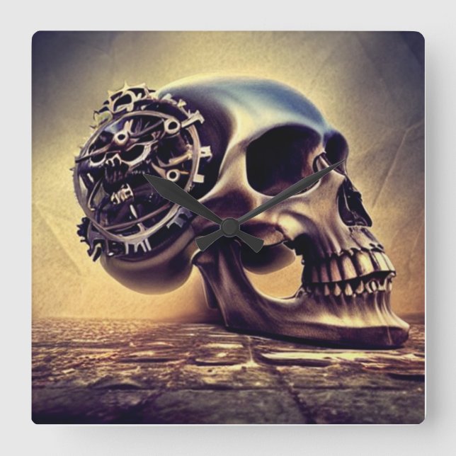 Reloj Cuadrado Horror de cráneo espeluznante Boo (Anverso)