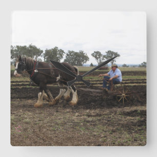 Reloj Cuadrado horse drawn plough clock