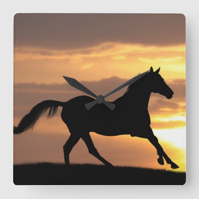 Reloj Cuadrado Horse In Sunset (Anverso)