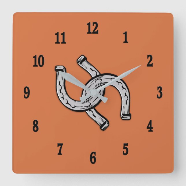 Reloj Cuadrado Horseshoes with Black Numbers (Anverso)
