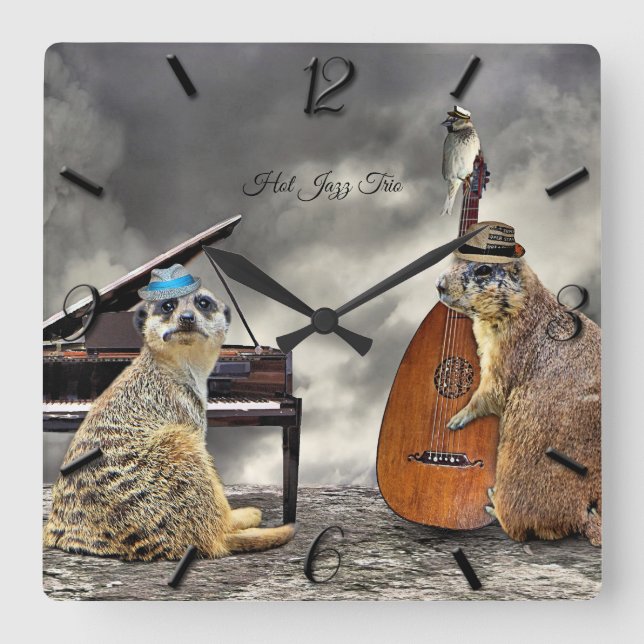 Reloj Cuadrado Hot jazz trío (Anverso)