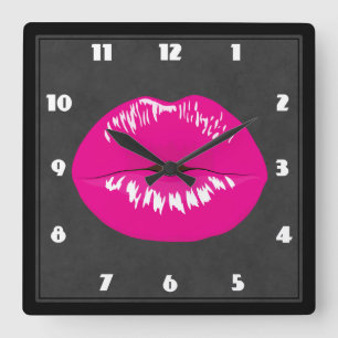 Reloj Cuadrado Hot Pink Lips Glamorous Illustration