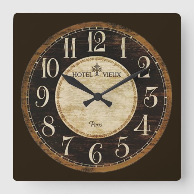 Reloj Cuadrado Hotel Clock de París (Anverso)