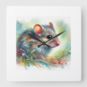 Reloj Cuadrado House mouse 120924AREF121 - Watercolor