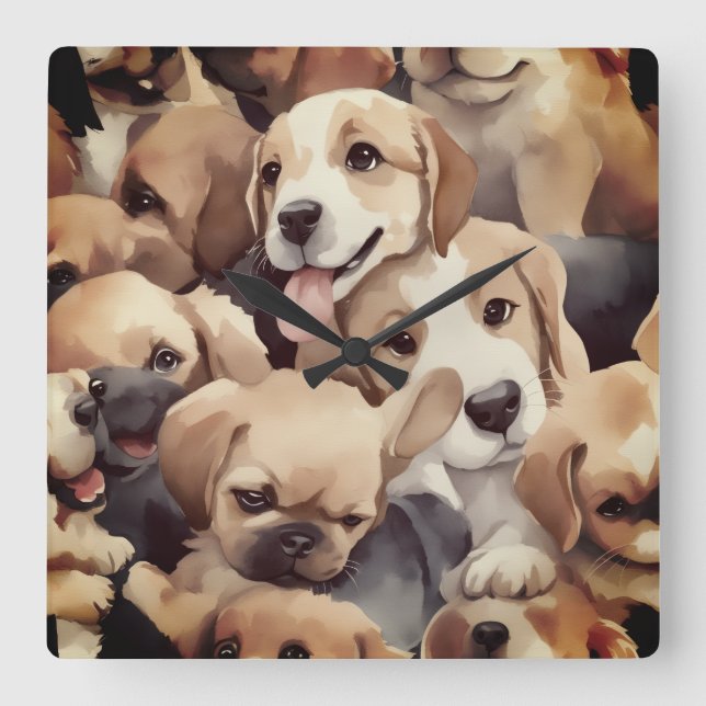 Reloj Cuadrado How many brown puppies (Anverso)