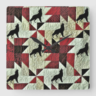 Reloj Cuadrado Howling Wolf Quilt