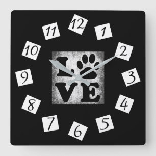 Reloj Cuadrado Huella de Amor Negro y Blanco