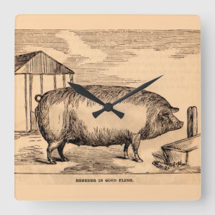 Reloj Cuadrado Huella de cerdo del siglo XIX "Breeder in Good Fle