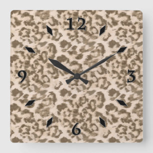 Reloj Cuadrado Huella de leopardo beige.