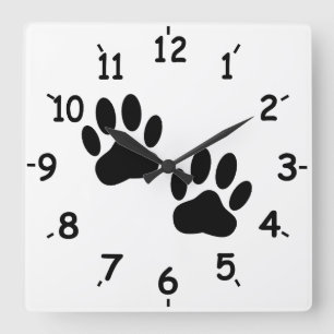 Reloj Cuadrado Huellas de patas de mascotas