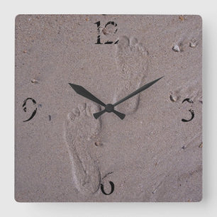Reloj Cuadrado Huellas en la arena