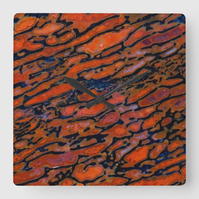 Reloj Cuadrado Hueso de dinosaurio aterrorizado rojo (Anverso)