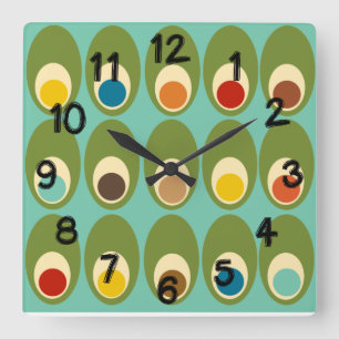 Reloj Cuadrado Huevos modernos de mediados de siglo