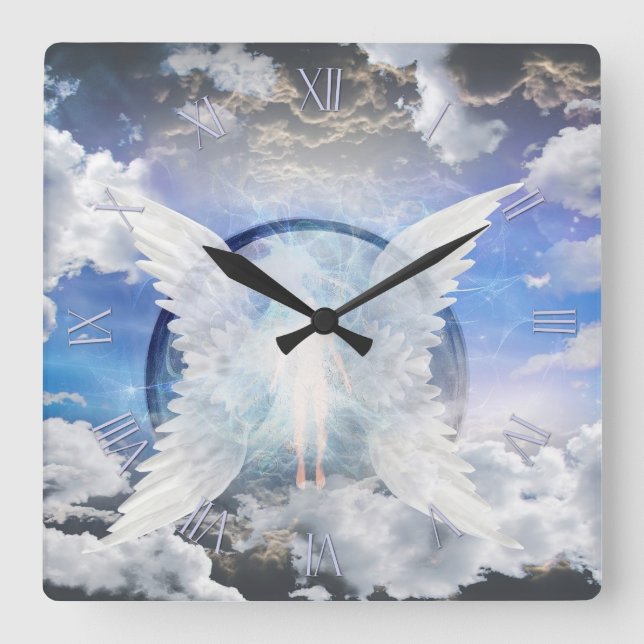 Reloj Cuadrado Human soul between angel wings (Anverso)