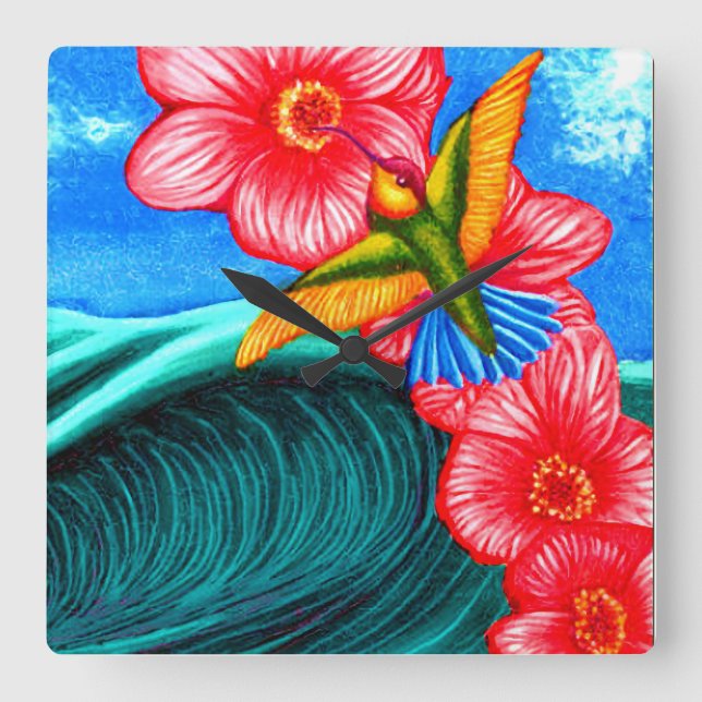 Reloj Cuadrado Hummingbird Ocean (Anverso)