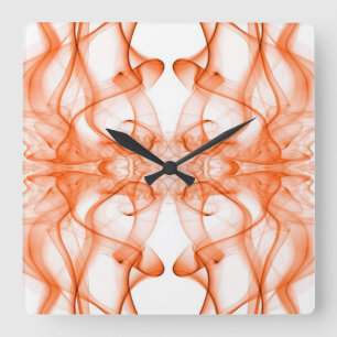 Reloj Cuadrado Humo Naranja Simétrico Minimalista Blanco