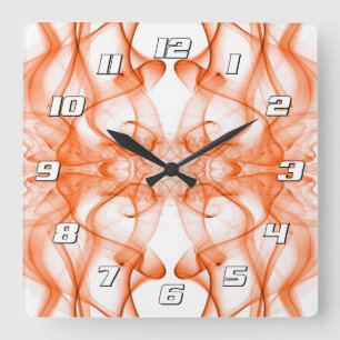 Reloj Cuadrado Humo Naranja Simétrico Minimalista Blanco