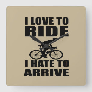 Reloj Cuadrado Humor en Bicicleta de Montaña - Cita de Ciclismo -