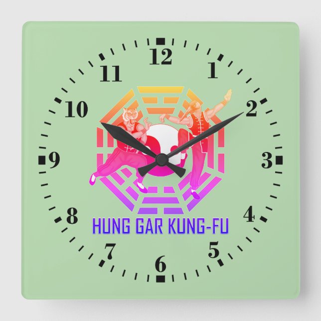 Reloj Cuadrado Hung Gar Kung-Fu (Anverso)