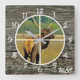 Reloj Cuadrado Hunters Clock Elk in Crosshairs personalize 