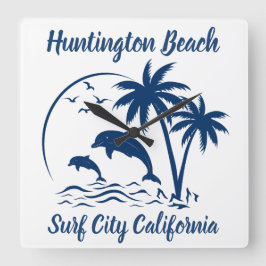 Reloj Cuadrado Huntington Beach California Dark Blue