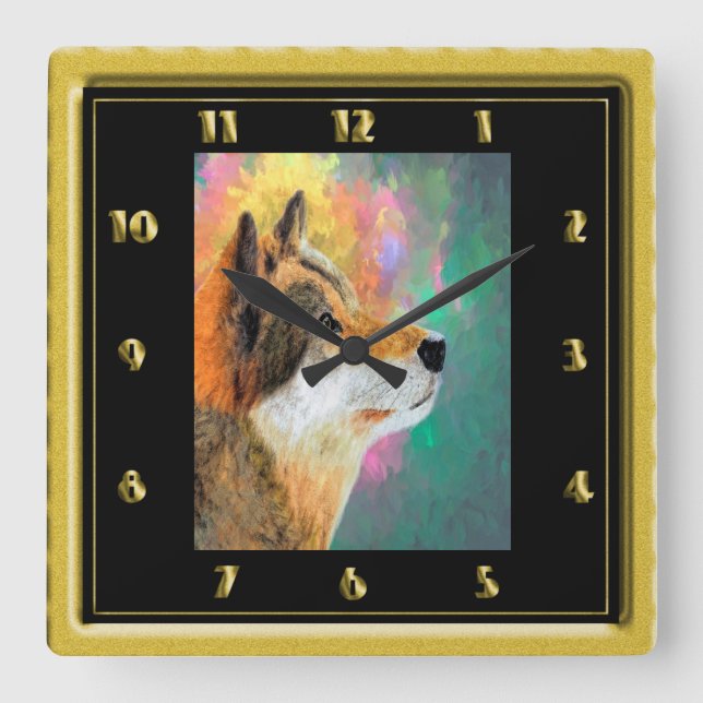 Reloj Cuadrado Husky Dog Daze (Anverso)