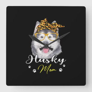Reloj Cuadrado Husky Mom   Regalo de los amantes de la impresión 