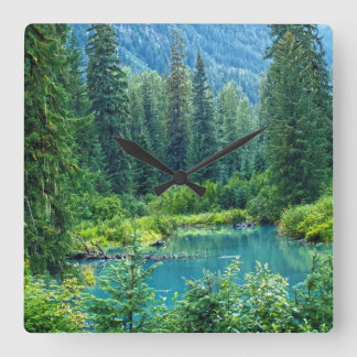 Reloj Cuadrado Hyder Alaska Scenic Forest & Lake Clock