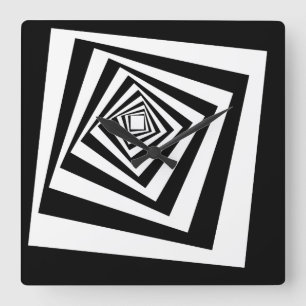 Reloj Cuadrado Hypnotic Optical Illusion Concentric Circles