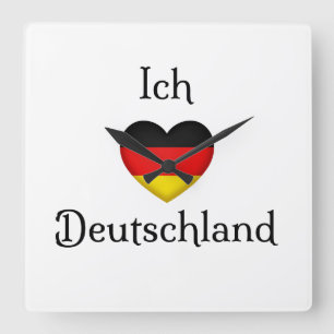 Reloj Cuadrado "I Heart Germany", plato del orgullo alemán