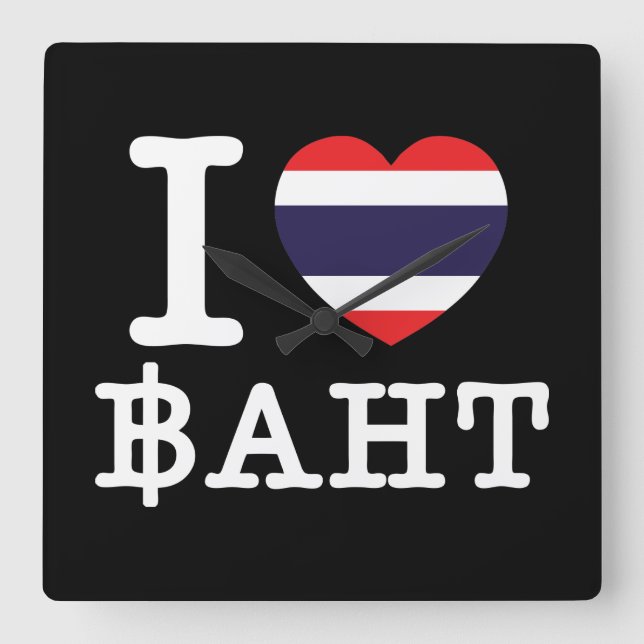 Reloj Cuadrado I Heart (Love) Baht (Anverso)