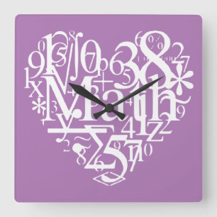 Reloj Cuadrado I Heart Math, Funny Science, Math Teacher