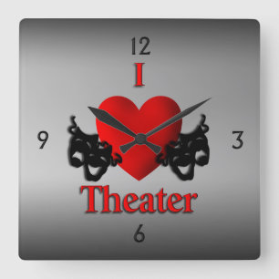 Reloj Cuadrado I Heart Theater Wall Clock