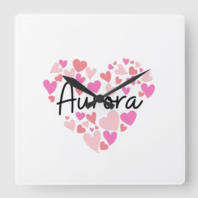 Reloj Cuadrado I love Aurora (Anverso)